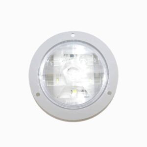 Truck Lite Super 44, LED, Clear Round 6 Diode Back Up Light. Gray Flange Mount. Part # TL 44344C from Tracey Truck Parts.