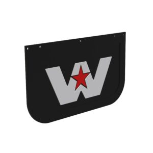 Western Star Front Mud Flap 14" X 24", Rubber, Drilled Holes. Cross Reference: WWS S47-B7-N41, WWS 46201-3456. Part # 17-19947-000, mud flaps for trucks, mud flap for truck, mud flaps for truck, semi truck mud flaps, front mud flaps, truck mud flaps,.