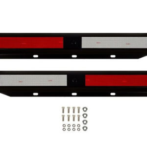 Straight Mud Flap Hanger Kit. Spring Loaded: Frame Seat With Internal Locator. Finish: Powder Coated Carbon Steel. Part # BTS B573025WTBK