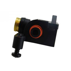 Bendix Supply Port End Cover Assembly. 90 Degrees, 3/8" PTC, Works On SMS-9700. Part # BW K073089 From Tracey Truck Parts Online Store.