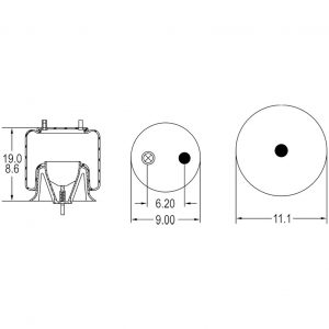TTP Air Bag & Piston Assembly, Rolling Lobe Suspension Air Spring. Replaces OEM: 16-19468-000 Part # TTP1R12303 From Tracey Truck Parts.